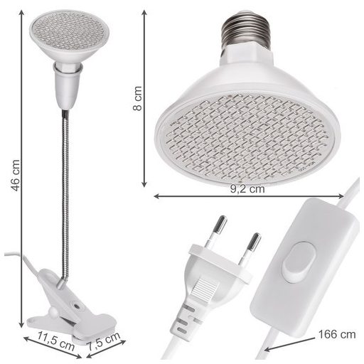 200 LED -es lámpa a növények növekedéséhez (Malatec)