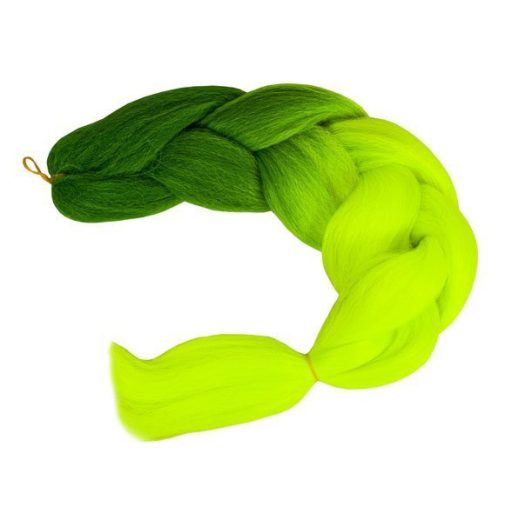 Szintetikus haj ombre zöld / neon fonatok W10344
