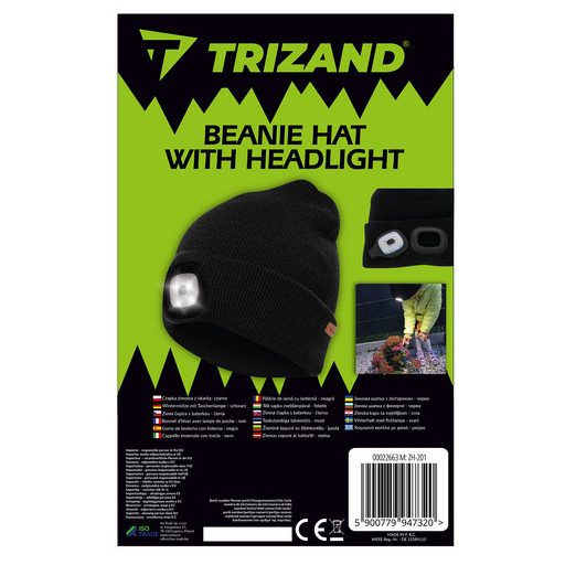 Téli sapka zseblámpával - fekete Trizand 22663