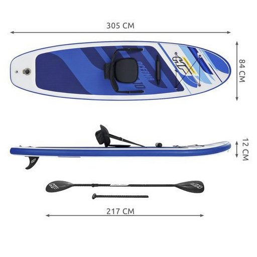 Vízi deszka - BESTWAY 65350, felfújható deszka, vízisport eszköz, állódeszka, strand játék, úszó deszka, vízi játék