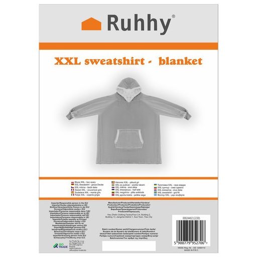 XXL pulóver – szürke takaró Ruhhy 24402