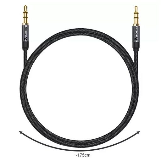 3.5mm AUX kábel - autóhoz, fejhallgatóhoz, hangszóróhoz - aranyozott csatlakozóval