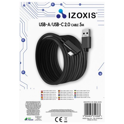 5 méteres USB-A 2.0 C Izoxis 19911 kábel