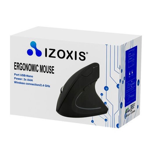 Vezeték nélküli függőleges egér - Ergonómikus design - Optikai szenzor - 6 gomb - USB vevőegység - Fekete