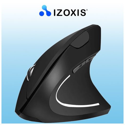 Vezeték nélküli függőleges egér - Ergonómikus design - Optikai szenzor - 6 gomb - USB vevőegység - Fekete