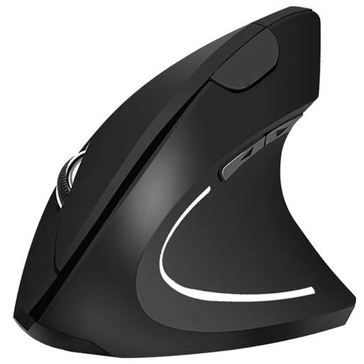 Vezeték nélküli függőleges egér - Ergonómikus design - Optikai szenzor - 6 gomb - USB vevőegység - Fekete