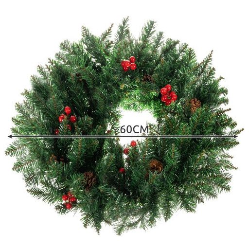 Karácsonyi díszajtókoszorú díszítő ornamentális 60cm vastag XXL