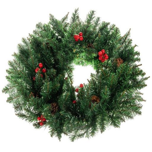 Karácsonyi díszajtókoszorú díszítő ornamentális 60cm vastag XXL