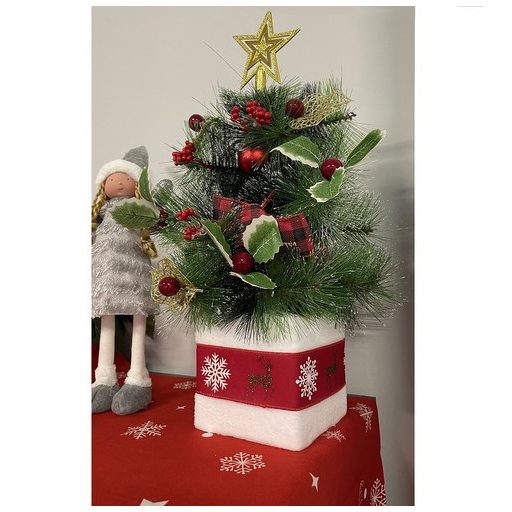 Karácsonyfa - 45cm Ruhhy 22591, mini műfenyő, karácsonyi dekoráció, asztaldísz, kis méretű fenyőfa