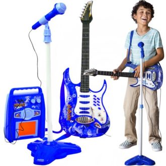   Elektromos gitár mikrofonnal és égkék erősítővel 22409