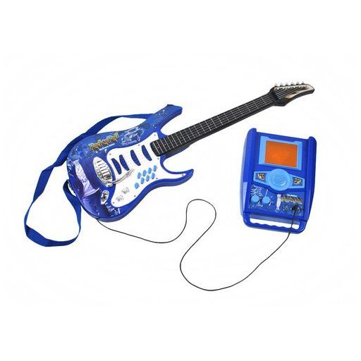 Elektromos gitár mikrofonnal és égkék erősítővel 22409